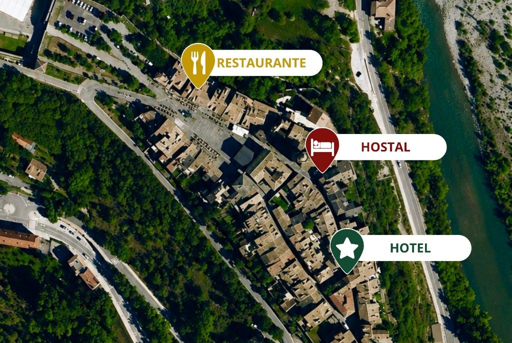 Ubicación del Hotel Villa Románica, Restaurante y Casa Rural El Hospital en Aínsa